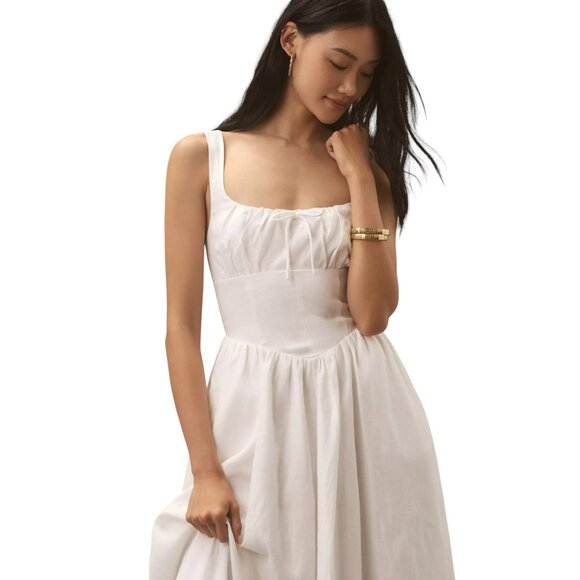 Reformation Balia linen dress + White + NWOT - Picture 4 of 13